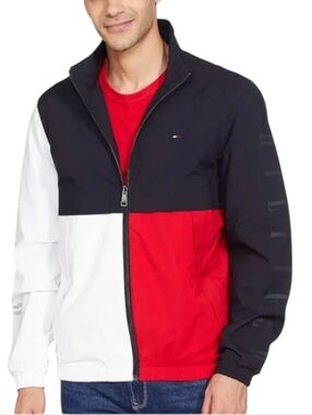 ✨2/$25 Tommy Hilfiger Color Block Windbreaker Blue White Red preppy Streetwear